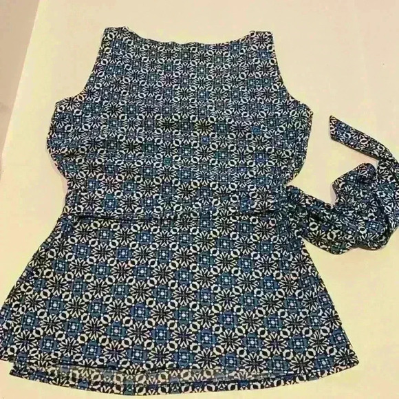 Alfani wrap tie sleeveless top blue pattern med - Picture 6 of 11
